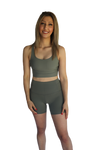 G.O.A.T Ribbed Sports Bra in Army Green