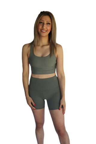 G.O.A.T Ribbed Sports Bra in Army Green – Jo Madi Active
