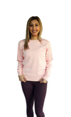 Track Cotton Fleece Sweater in Baby Pink